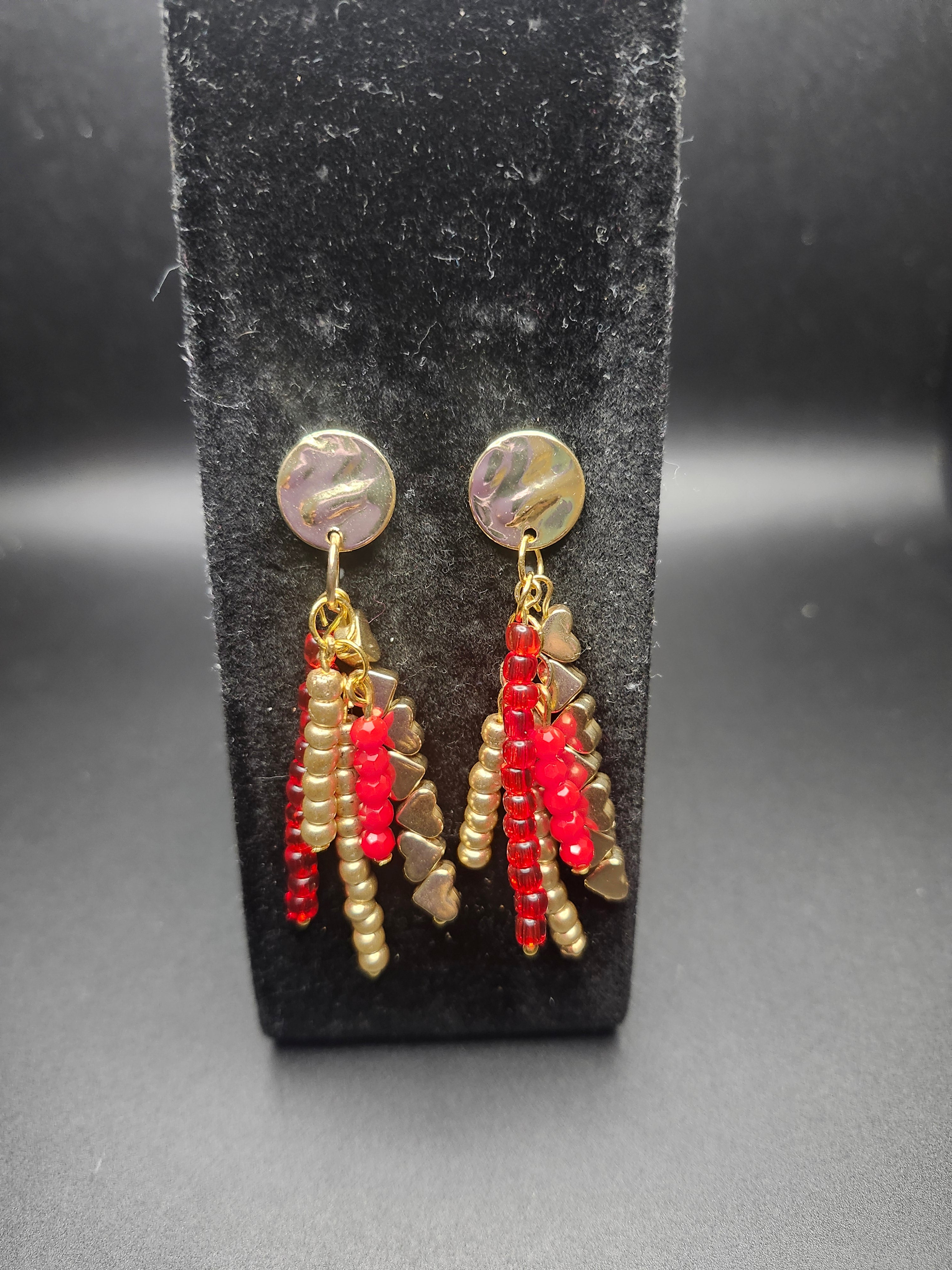 Command the Room – Red & Gold Wrap Bracelet & Earring Set -  - $35