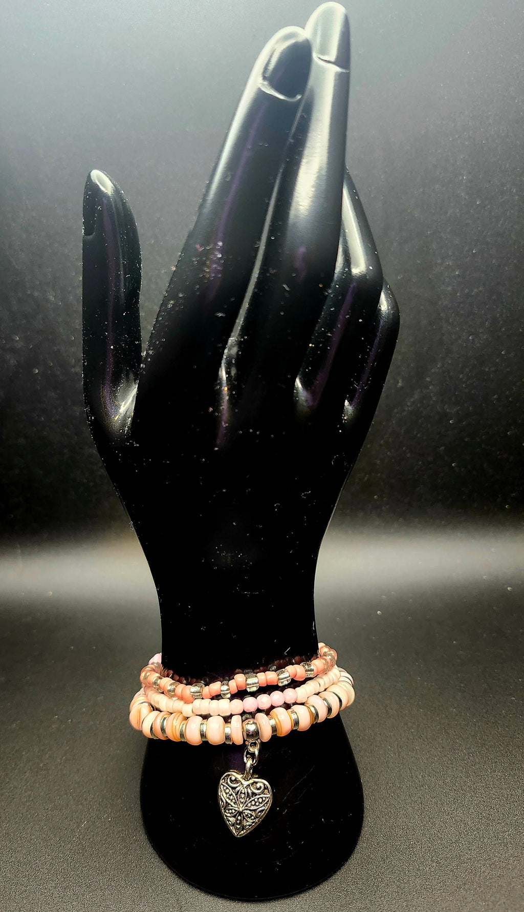 Softly Loved – Pink Heart Charm Bracelet Stack
