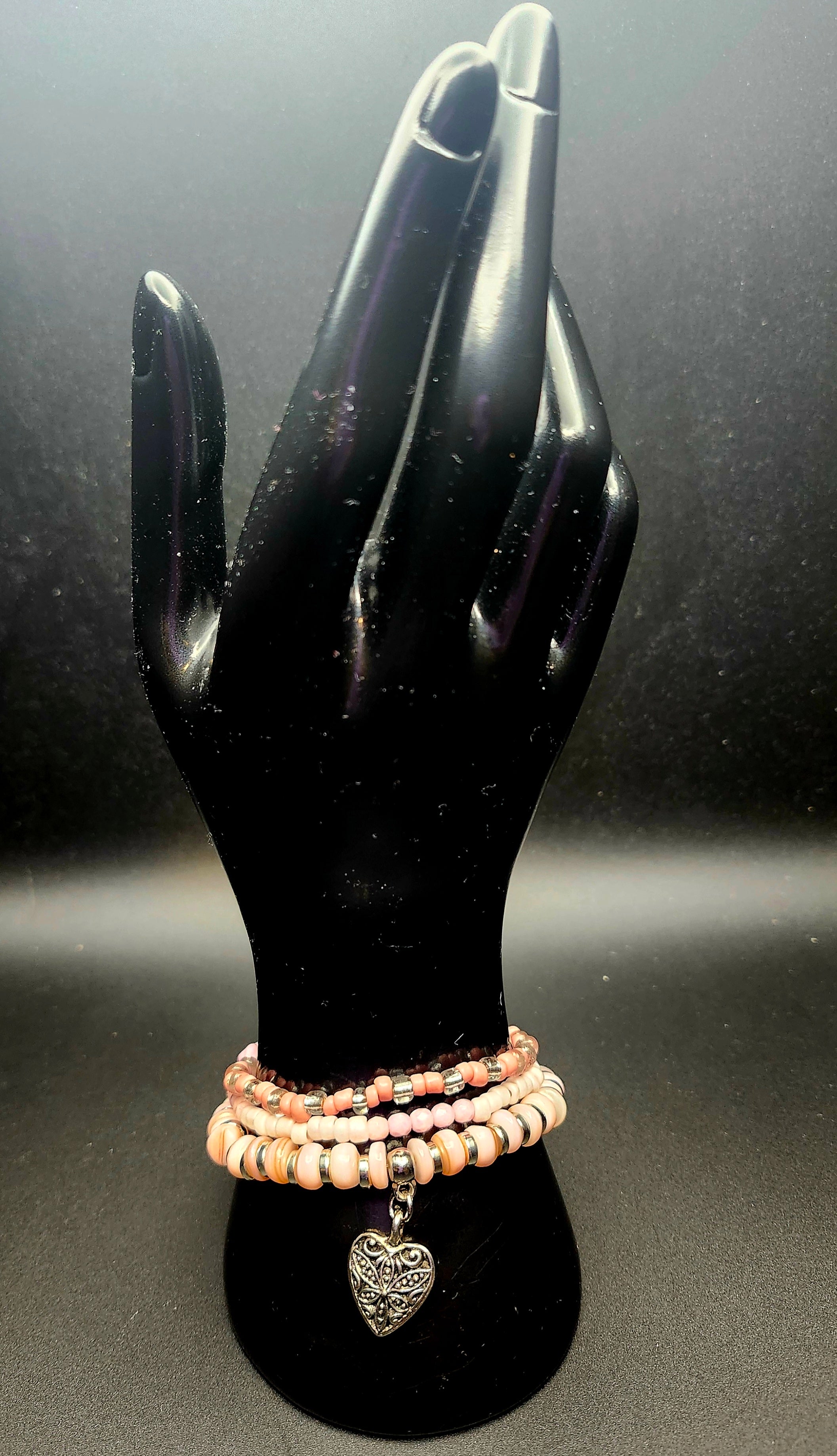 Softly Loved – Pink Heart Charm Bracelet Stack