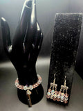 I Am Loved –Blush Pink Crystal Affirmation Bracelet & Chandelier Earring Set