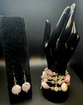 Whispers of Grace – Pink Marble & Crystal Wrap Bracelet Set