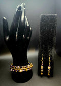 Royal Radiance – Purple & Gold Beaded Bracelet & Earring Set - -