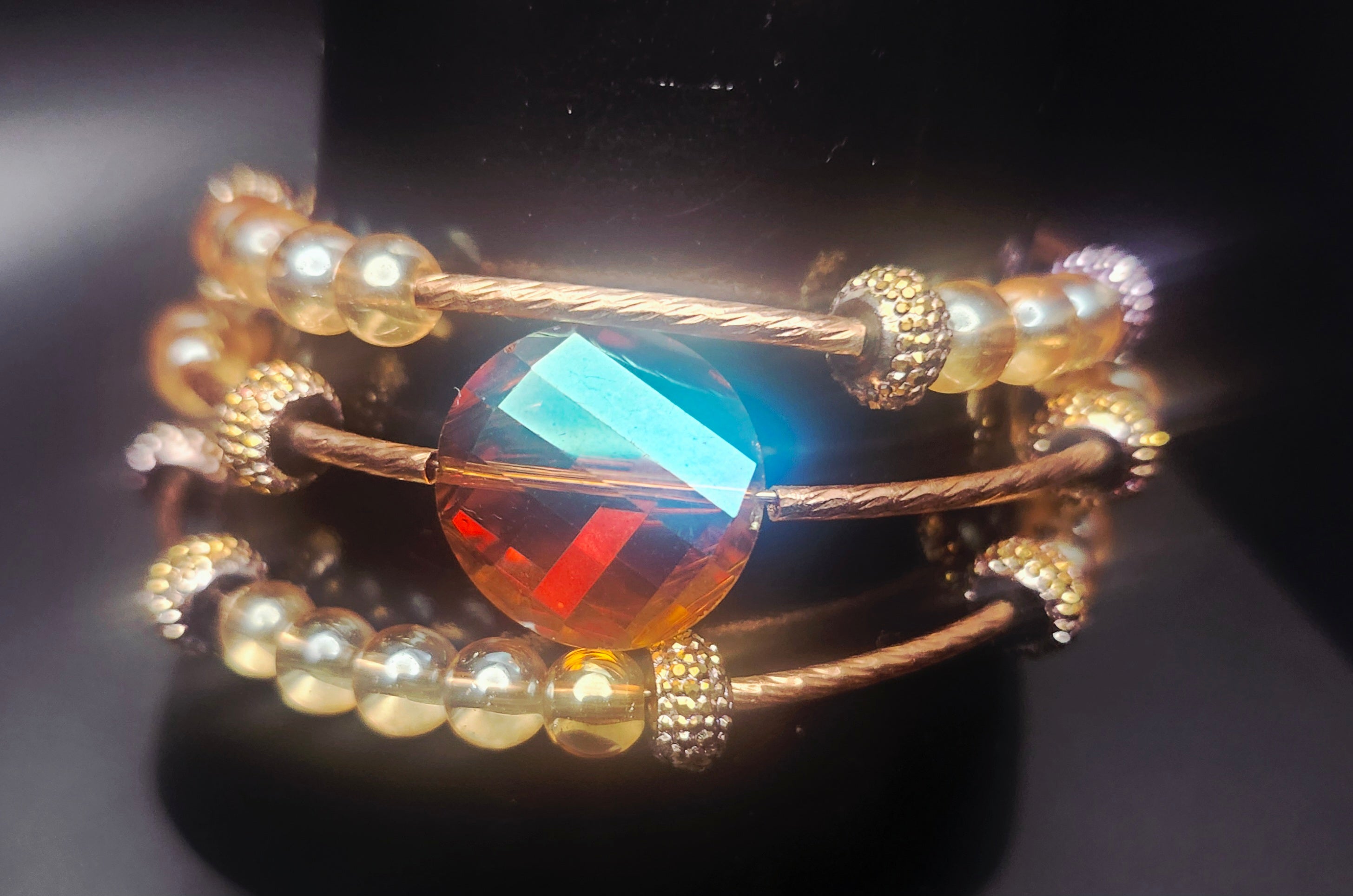 Glow & Grow – Amber Crystal Butterfly Bracelet & Earring Set