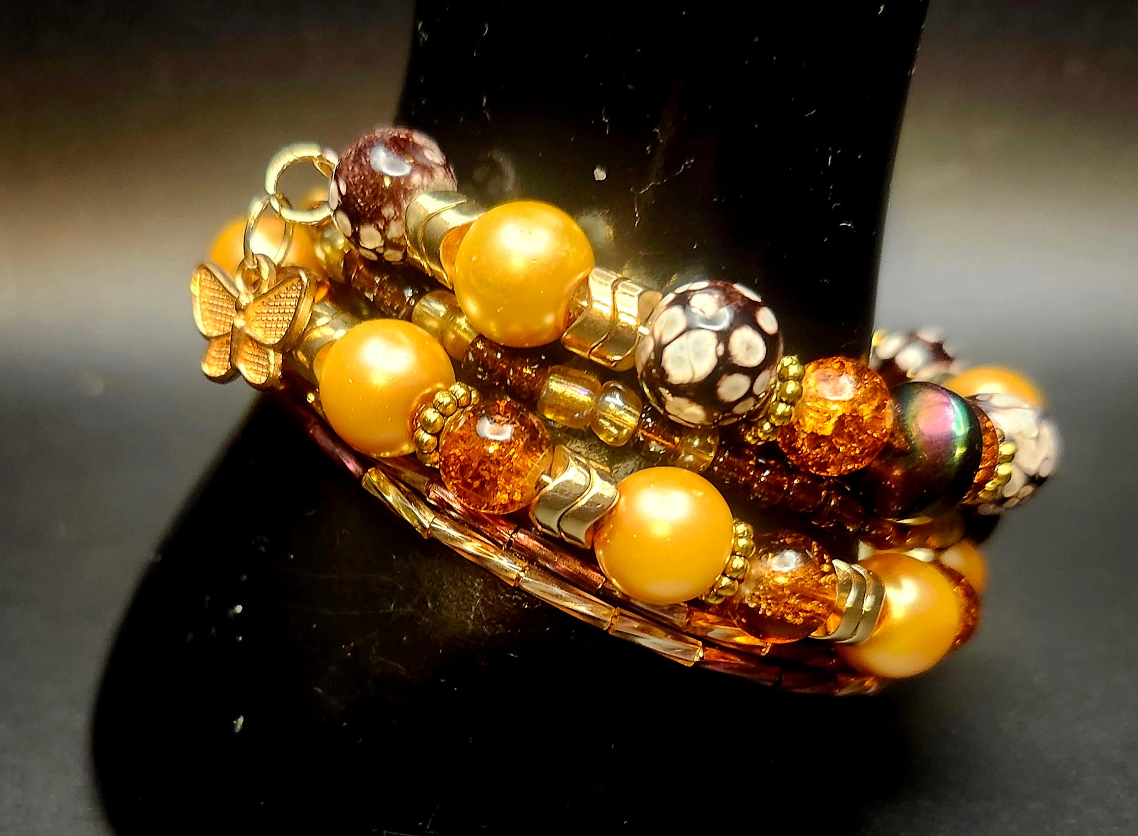 Abundant Energy – Amber & Honey Beaded Bracelet & Earring Set