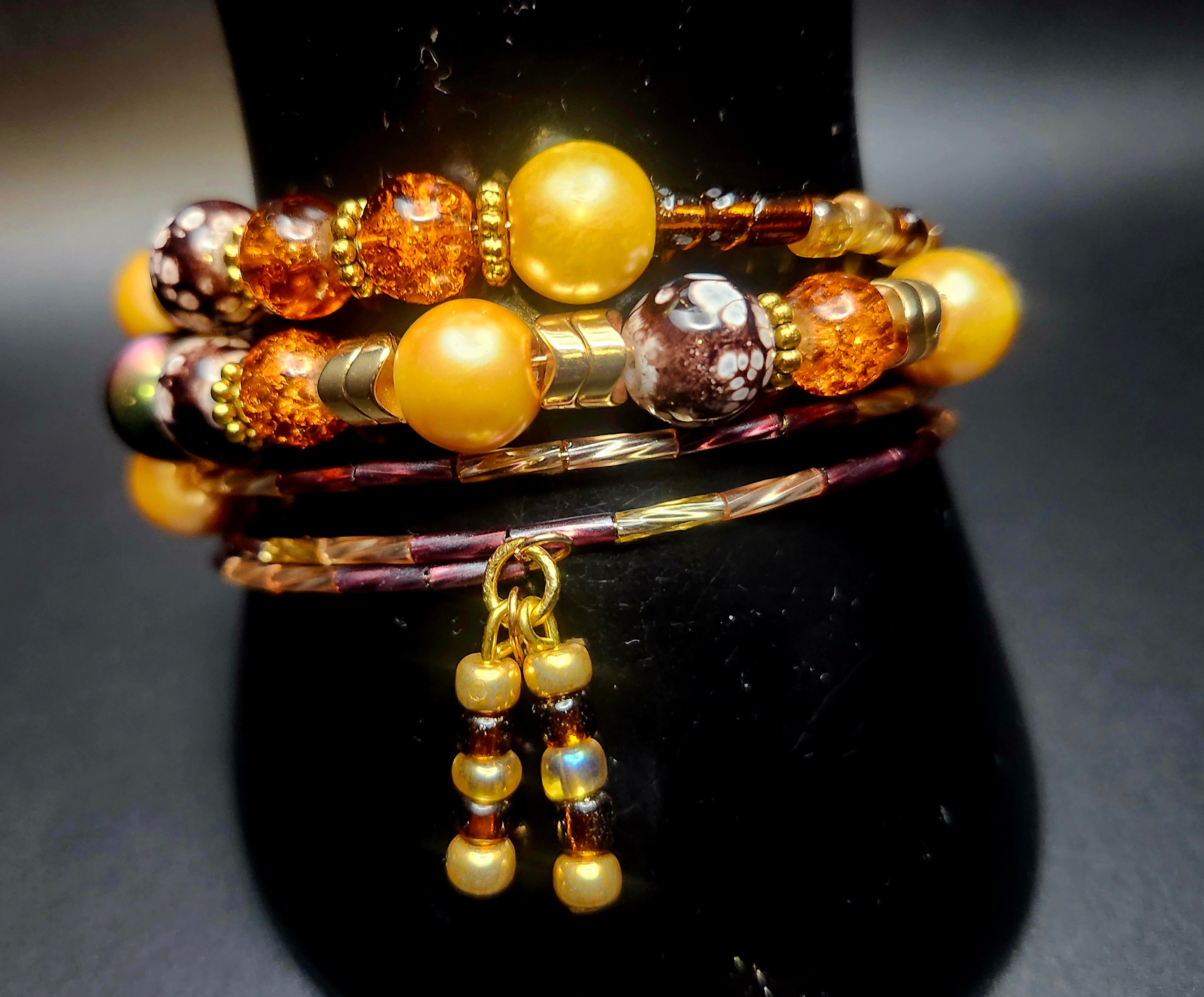 Abundant Energy – Amber & Honey Beaded Bracelet & Earring Set