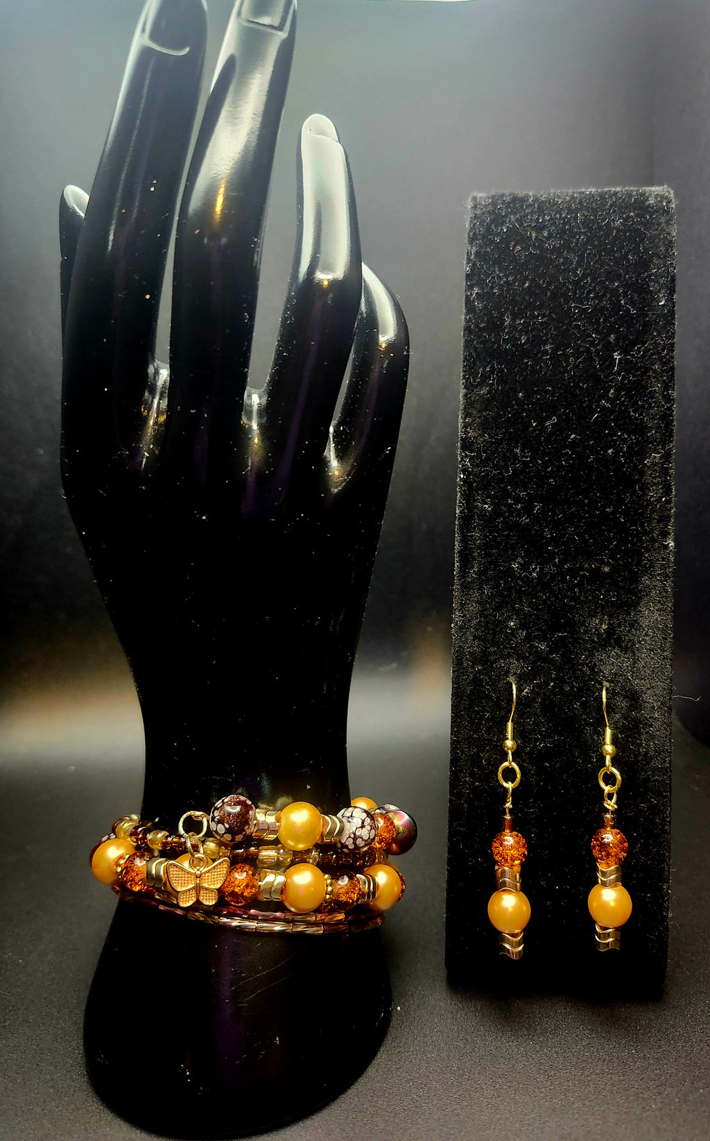 Abundant Energy – Amber & Honey Beaded Bracelet & Earring Set