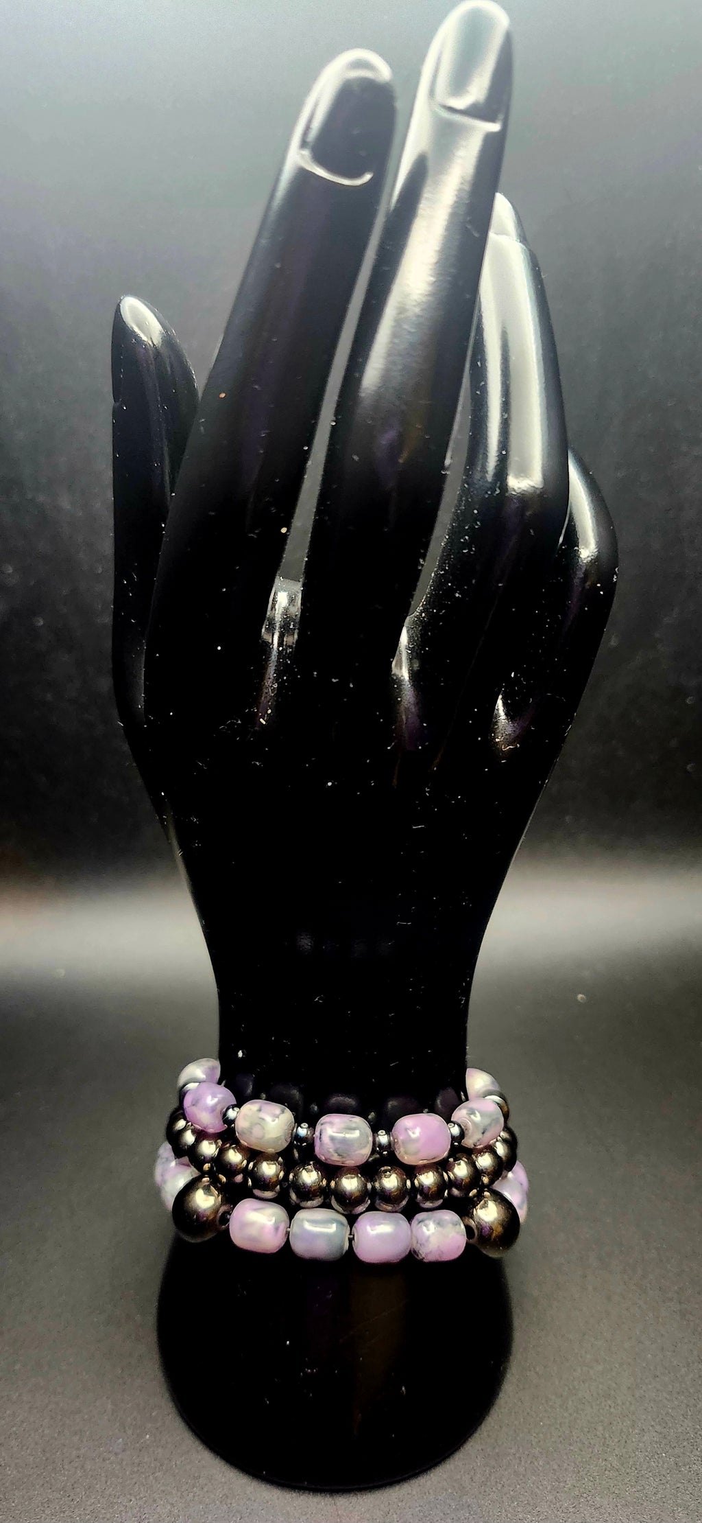 Unapologetically Grounded – Lavender Marble & Hematite Bracelet Stack