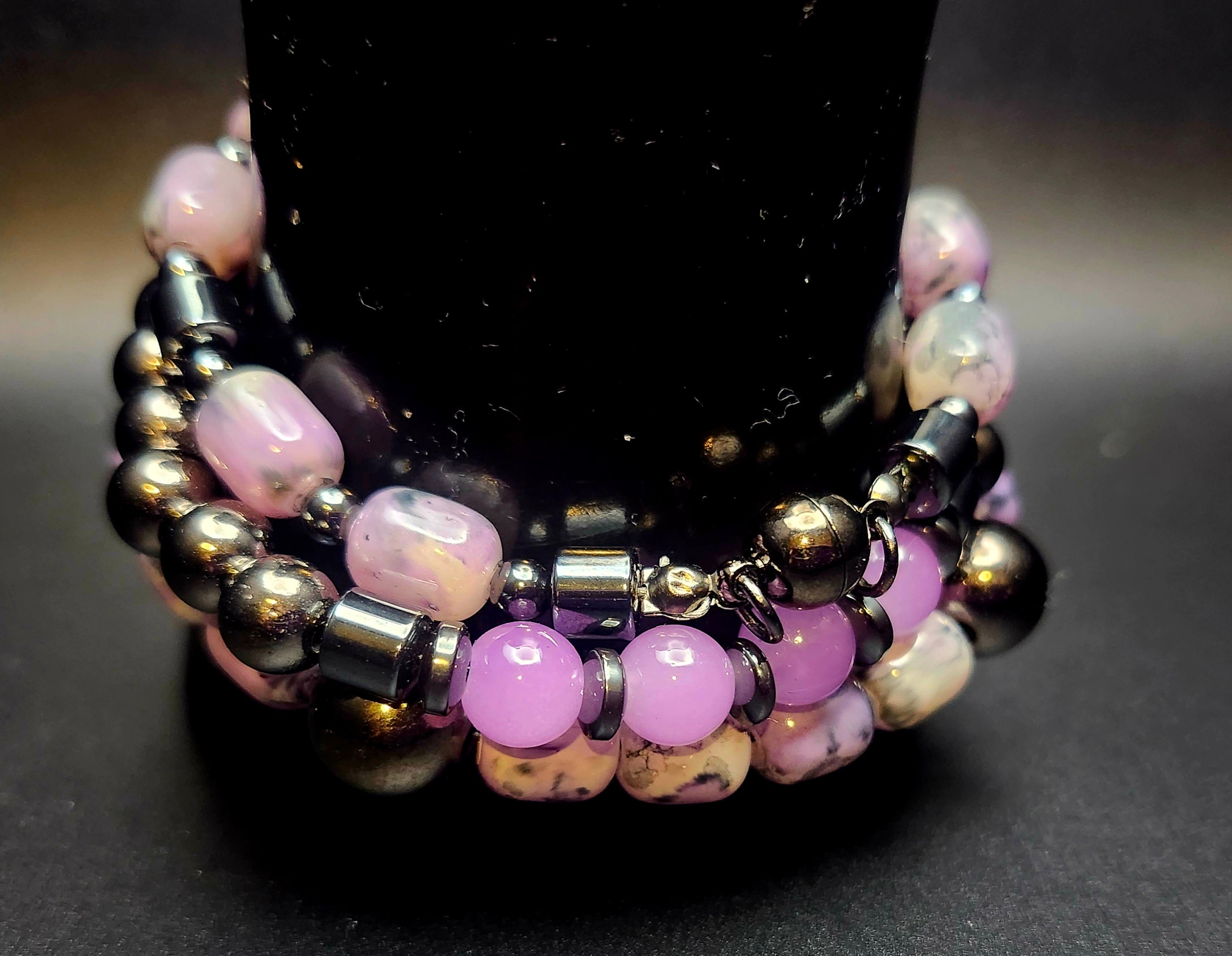 Unapologetically Grounded – Lavender Marble & Hematite Bracelet Stack