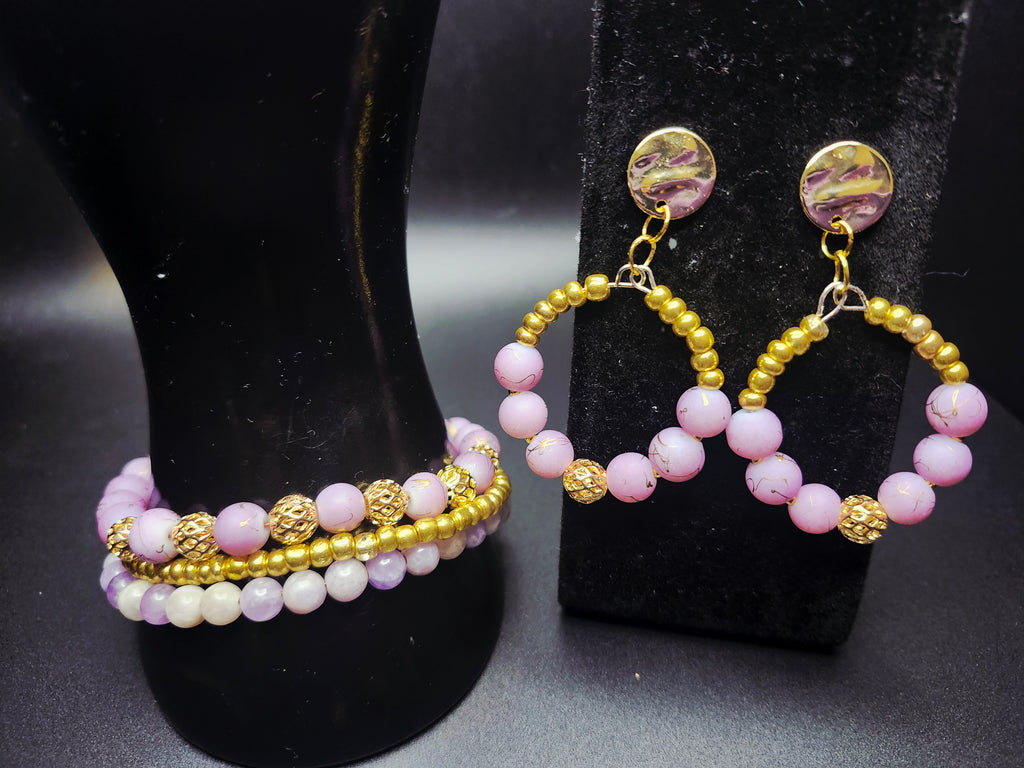 Radiant & Refined – Soft Lavender & Gold Bracelet & Hoop Set