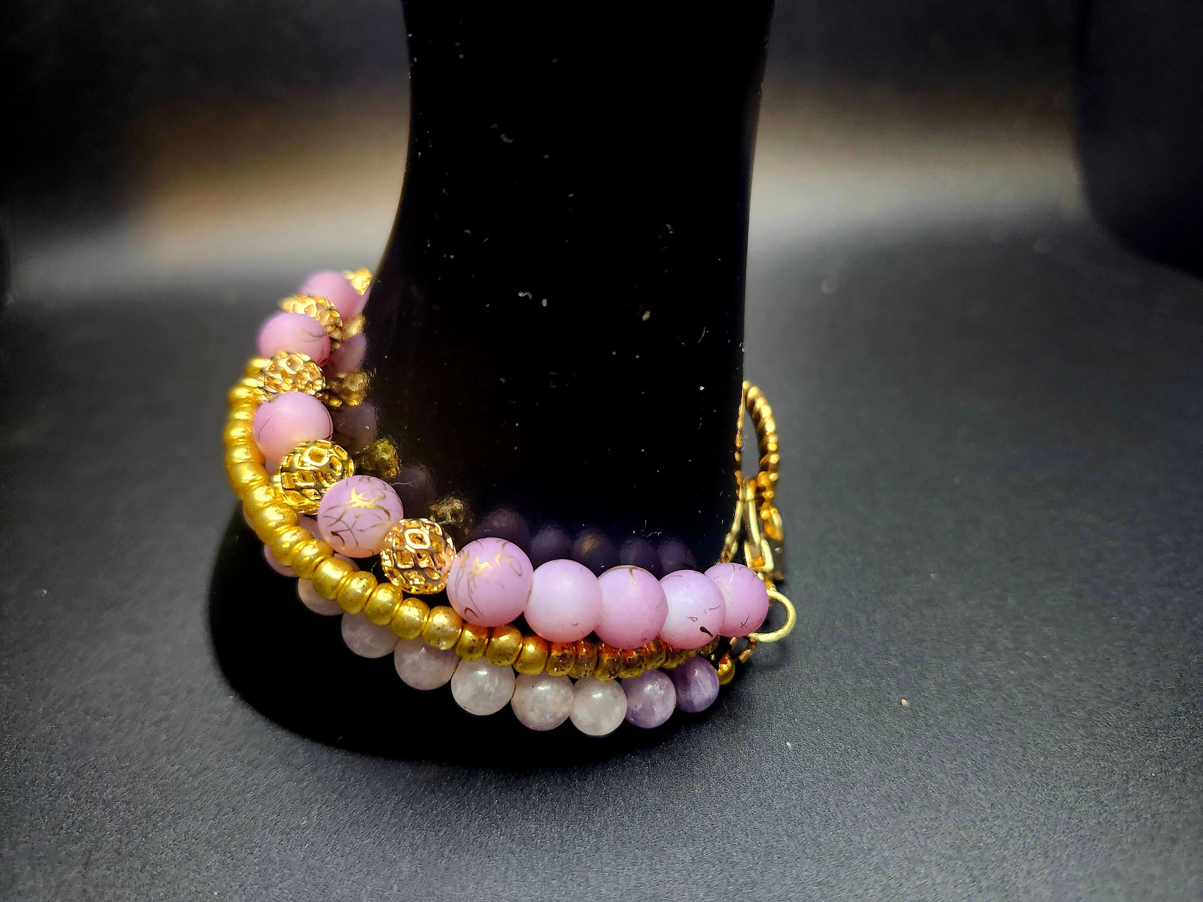 Radiant & Refined – Soft Lavender & Gold Bracelet & Hoop Set