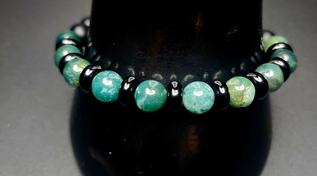 Men’s Purpose & Strength – Green & Black Natural Stone Bracelet