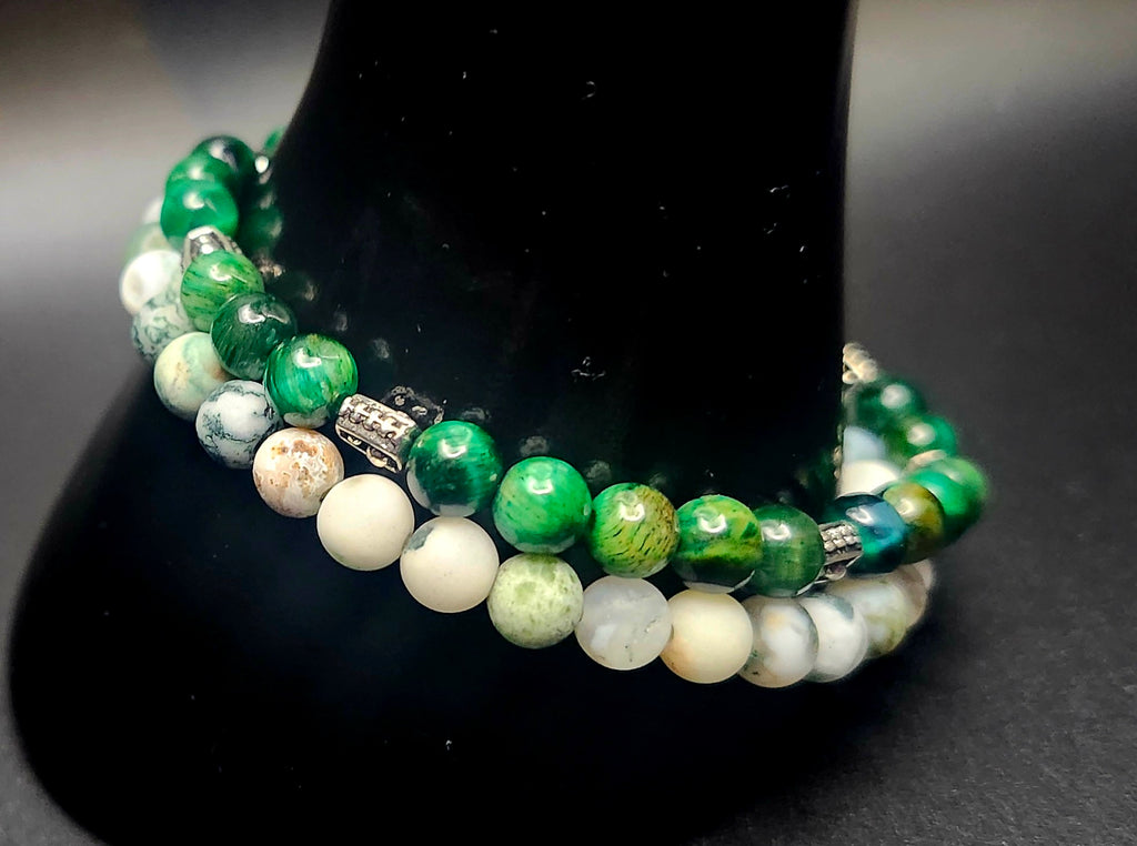 Renewed Strength  - Green & White Men’s Bracelet Stack