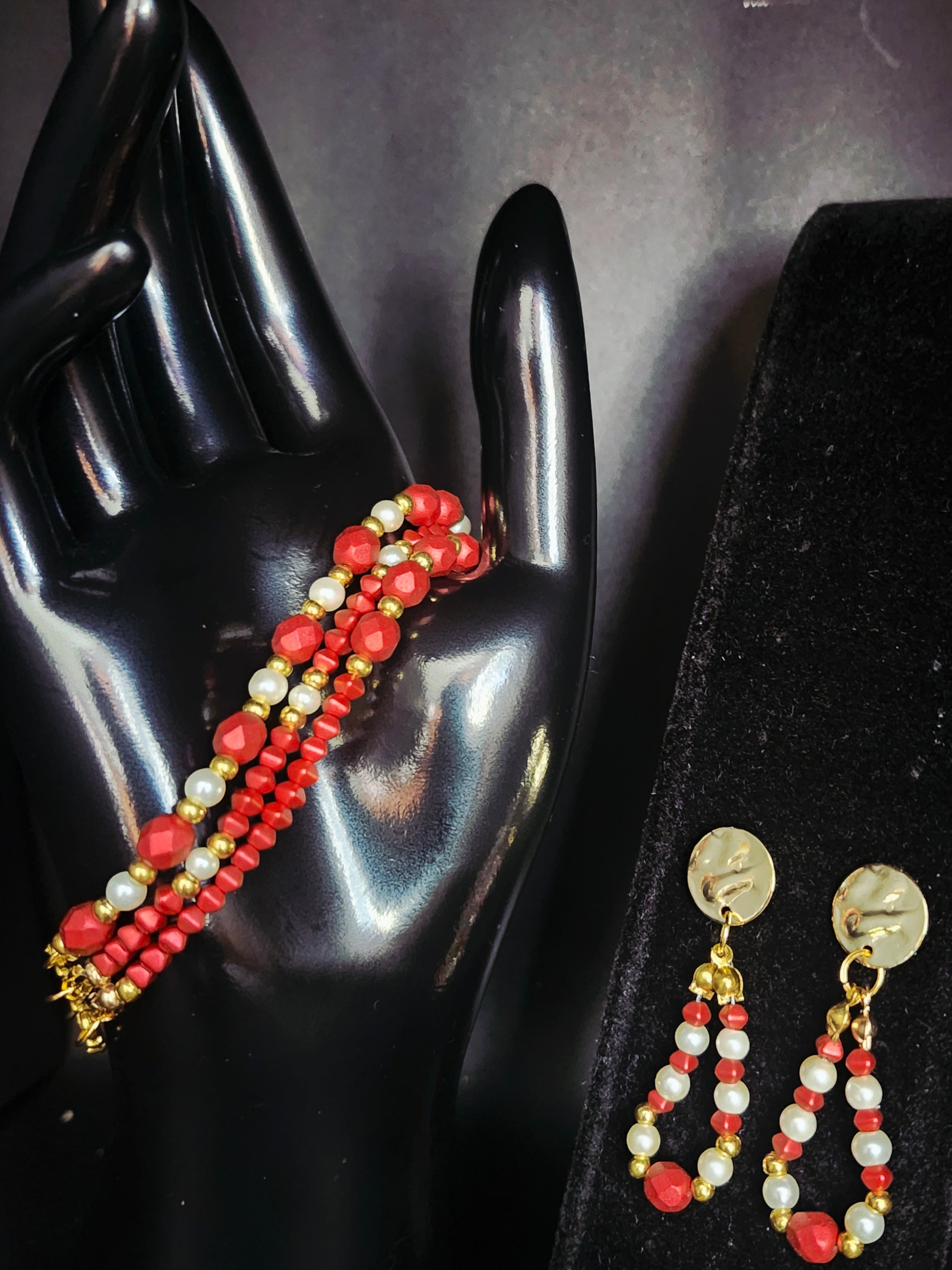 Fearlessly Radiant Cinnamon Red & Gold Jewelry Set