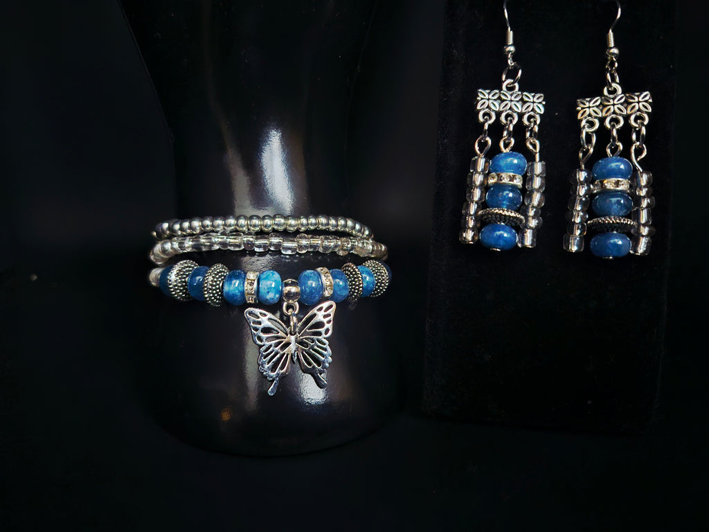 Soar in Strength Blue & Silver w/Butterfly Jewelry Set