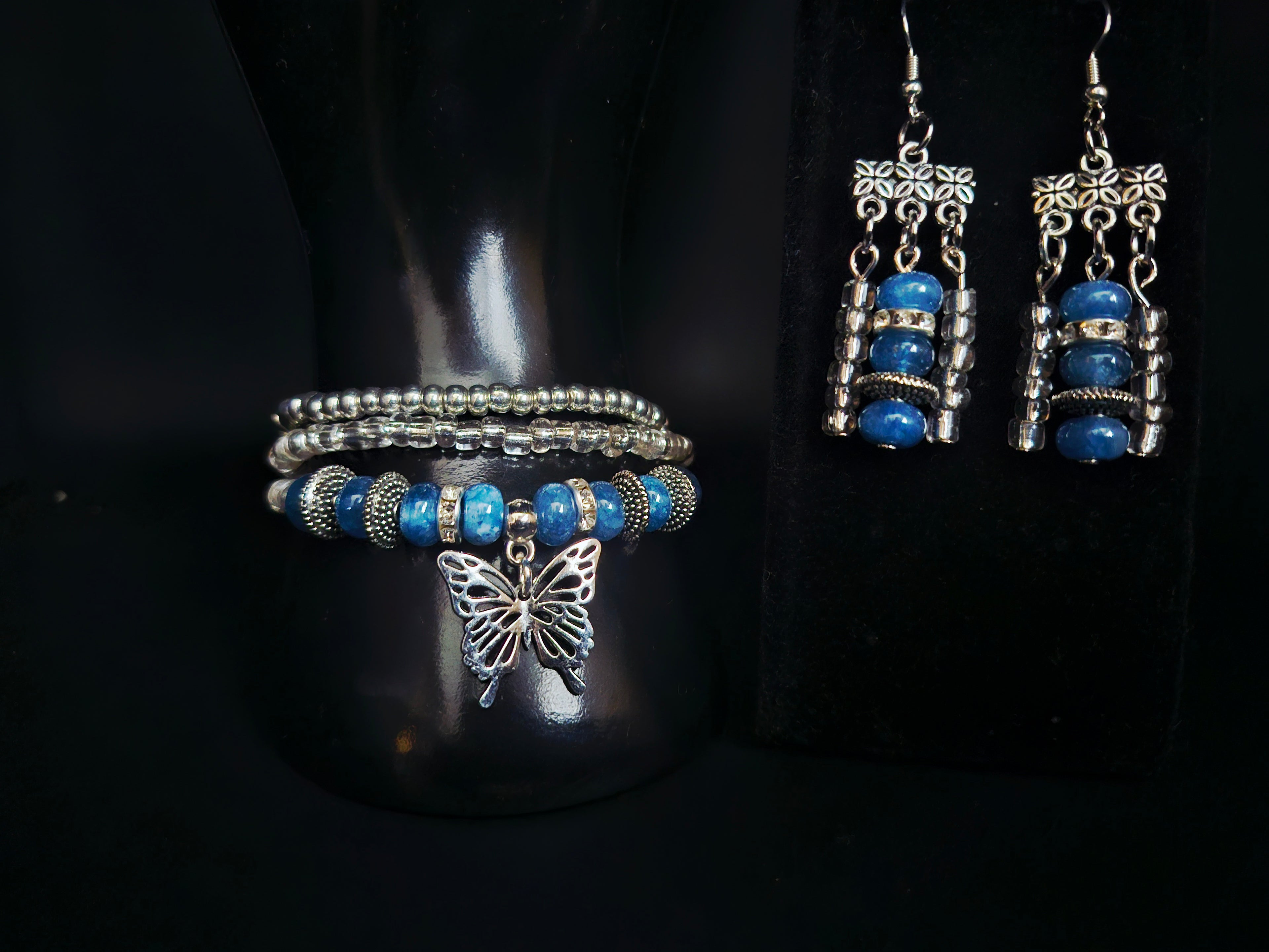 Soar in Strength Blue & Silver w/Butterfly Jewelry Set