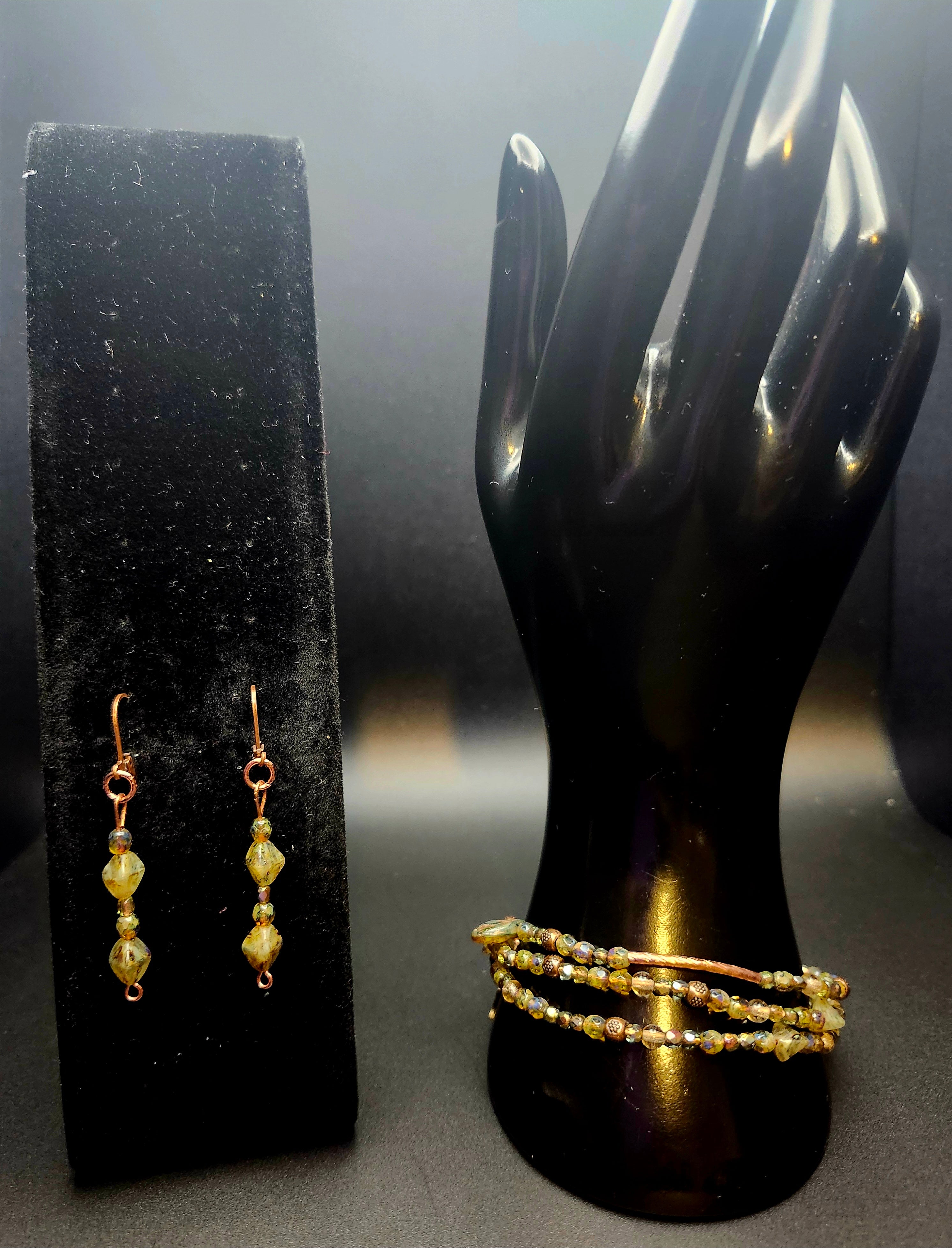 Golden Glow Within – Wrap Bracelet & Earring Set