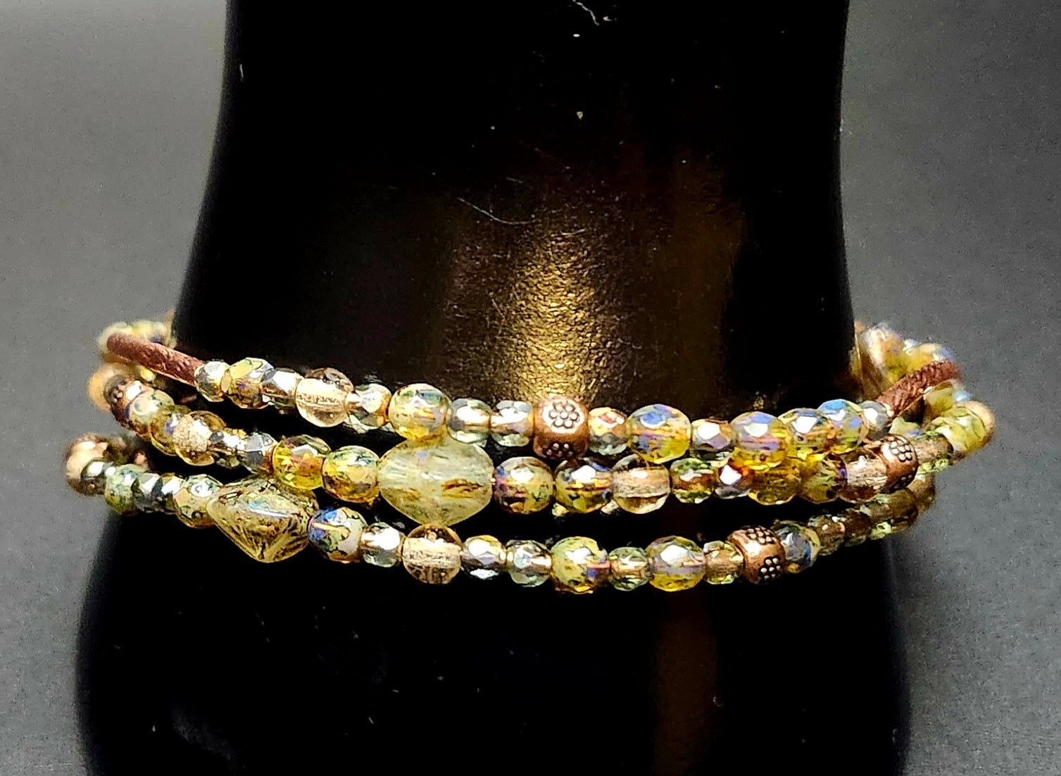 Golden Glow Within – Wrap Bracelet & Earring Set