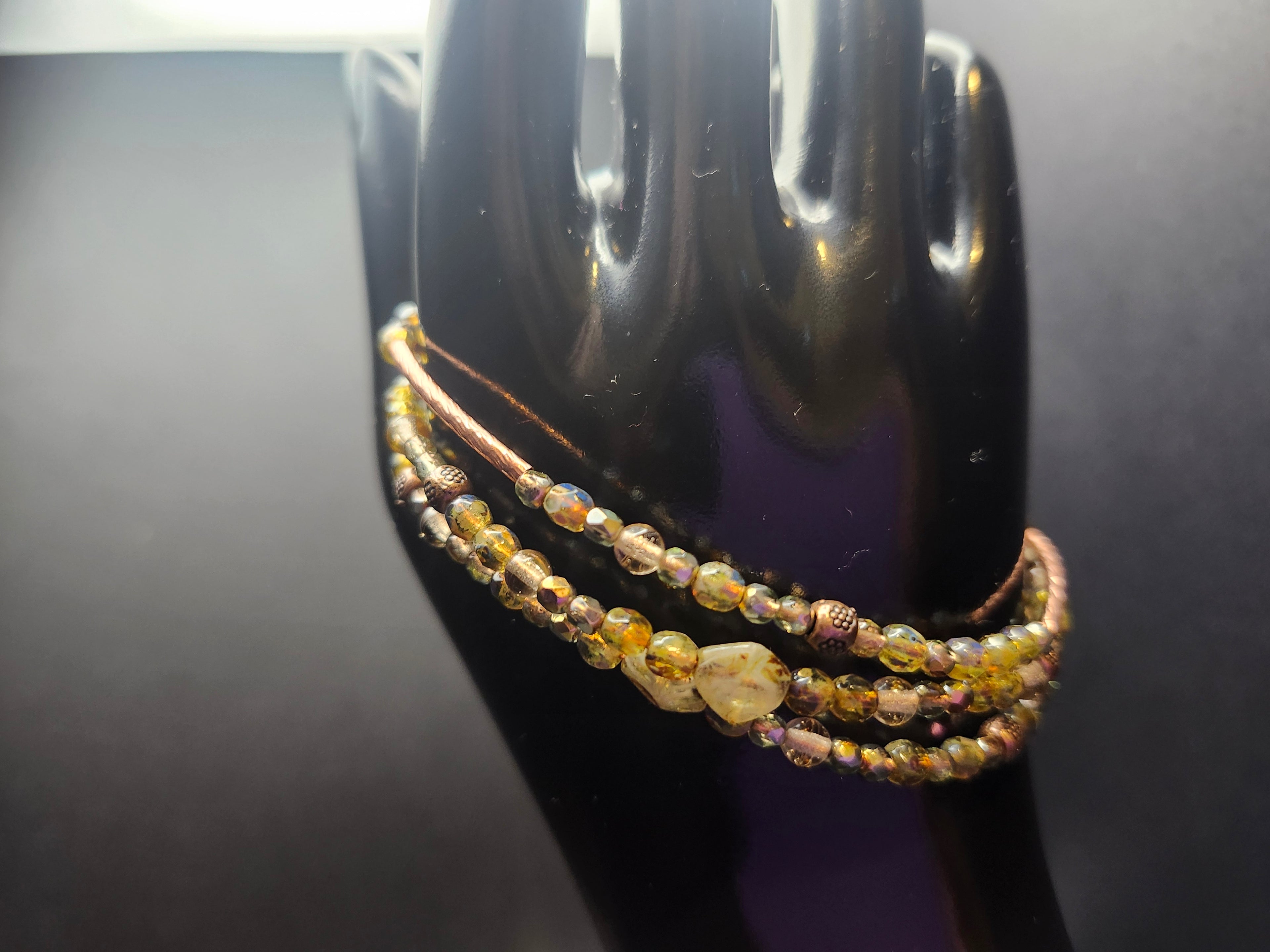 Golden Glow Within – Wrap Bracelet & Earring Set
