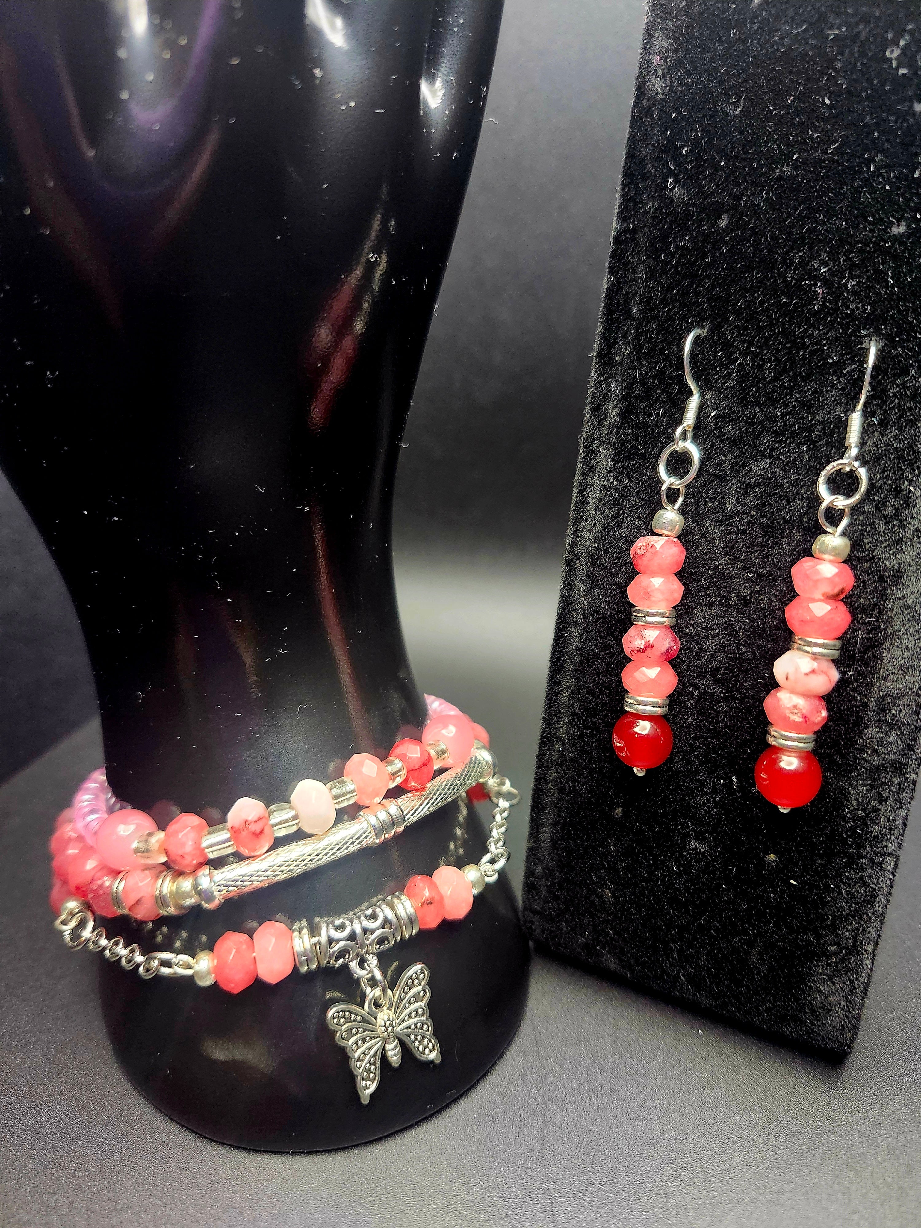 Soft Bloom – Pink & Silver Butterfly Jewelry Set