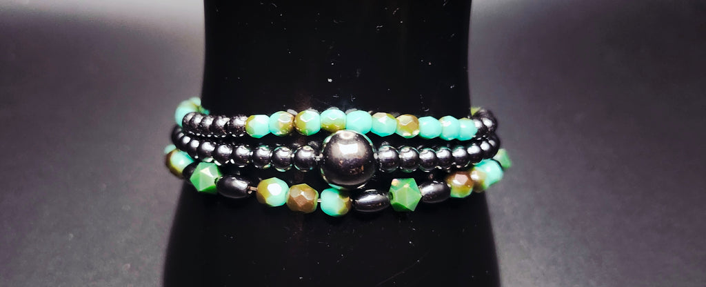 Boldly Becoming Me – Teal & Black Bracelet Stack & Earrings Set