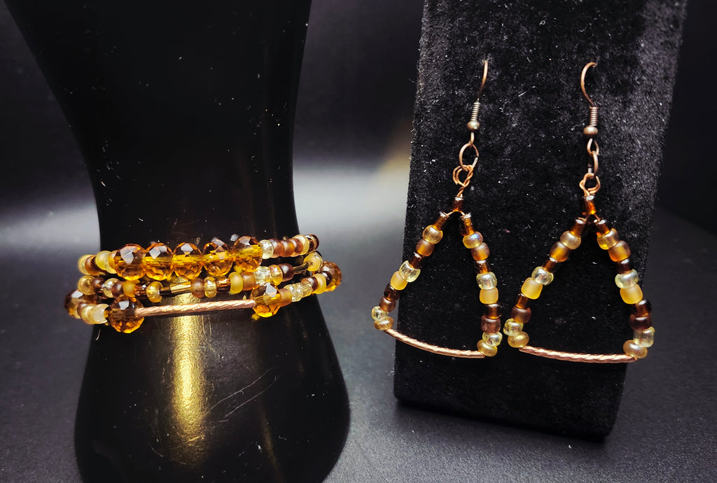 Steady Glow – Amber Bracelet Stack & Earrings Set