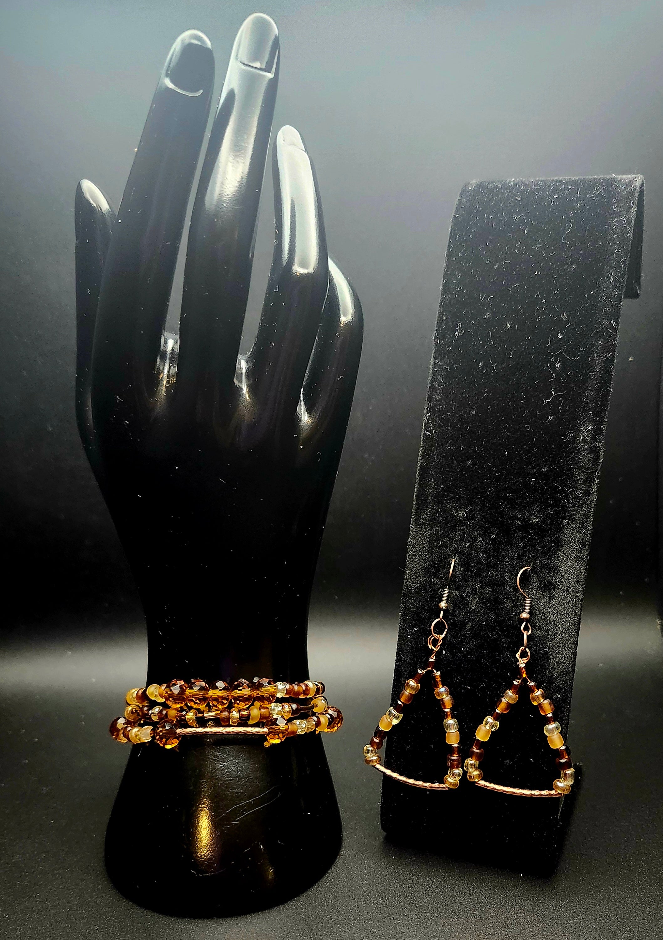 Steady Glow – Amber Bracelet Stack & Earrings Set