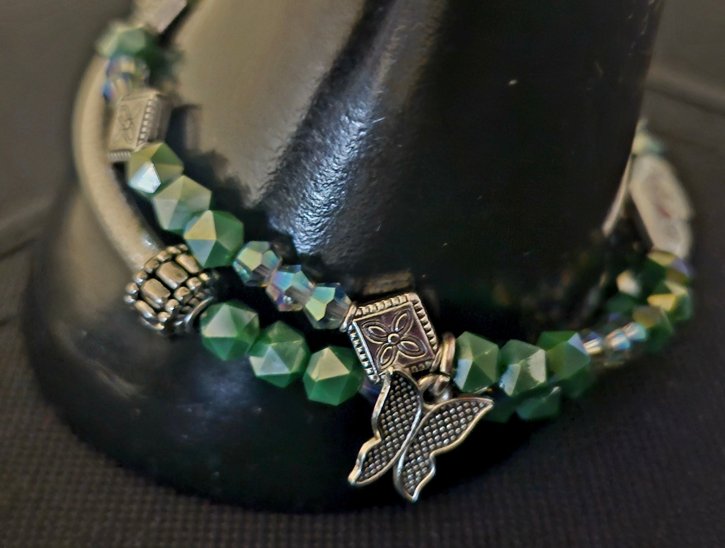The Inner Rise - Green & Silver Bracelets Stack
