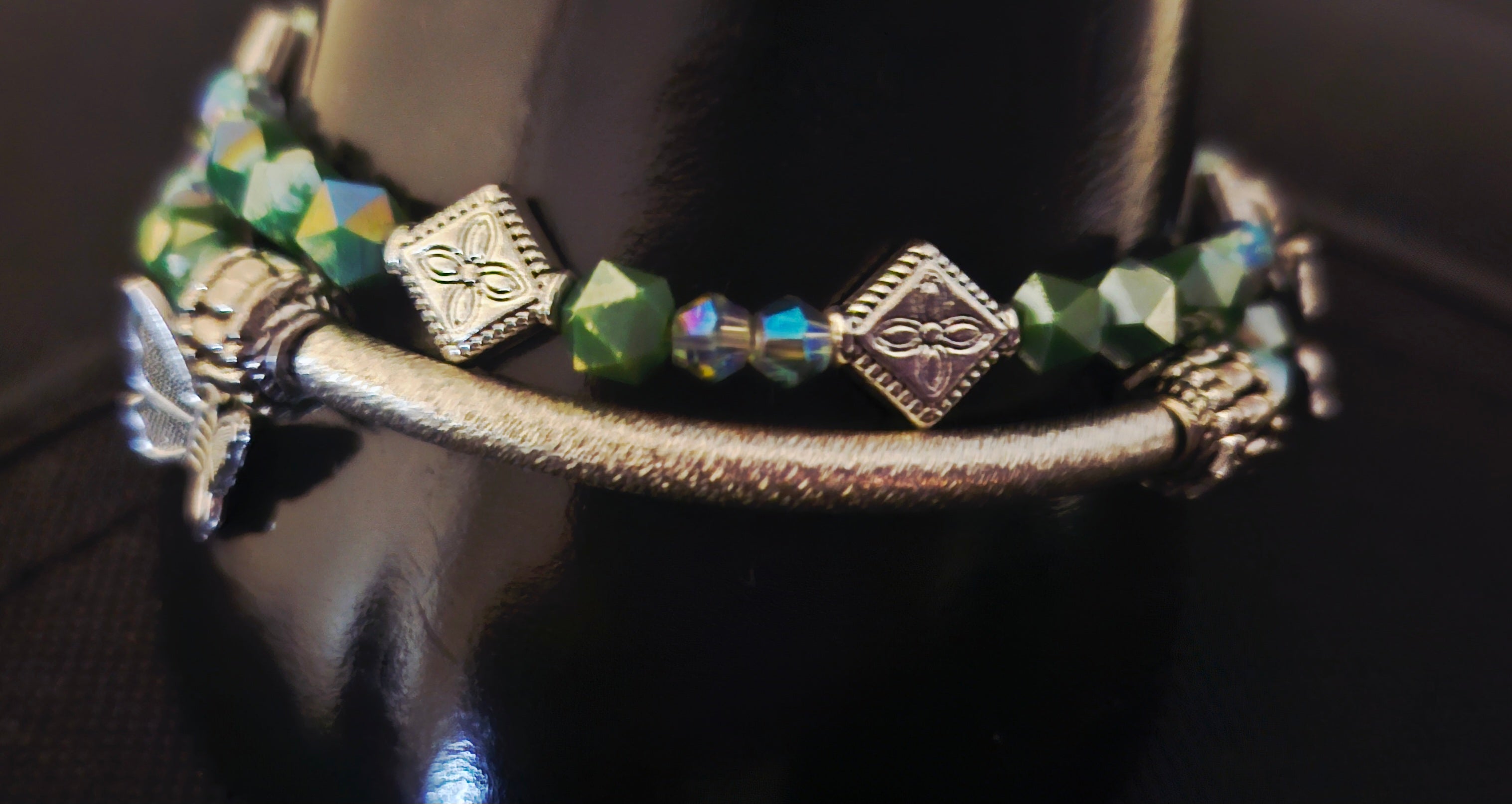 The Inner Rise - Green & Silver Bracelets Stack