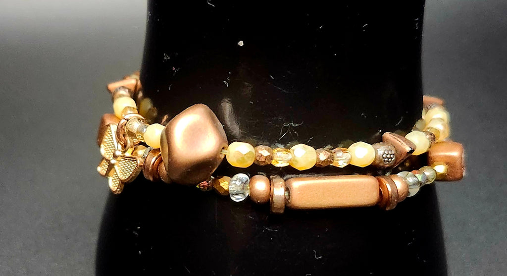 Quiet Glow – Amber & Copper-Bracelets Stack