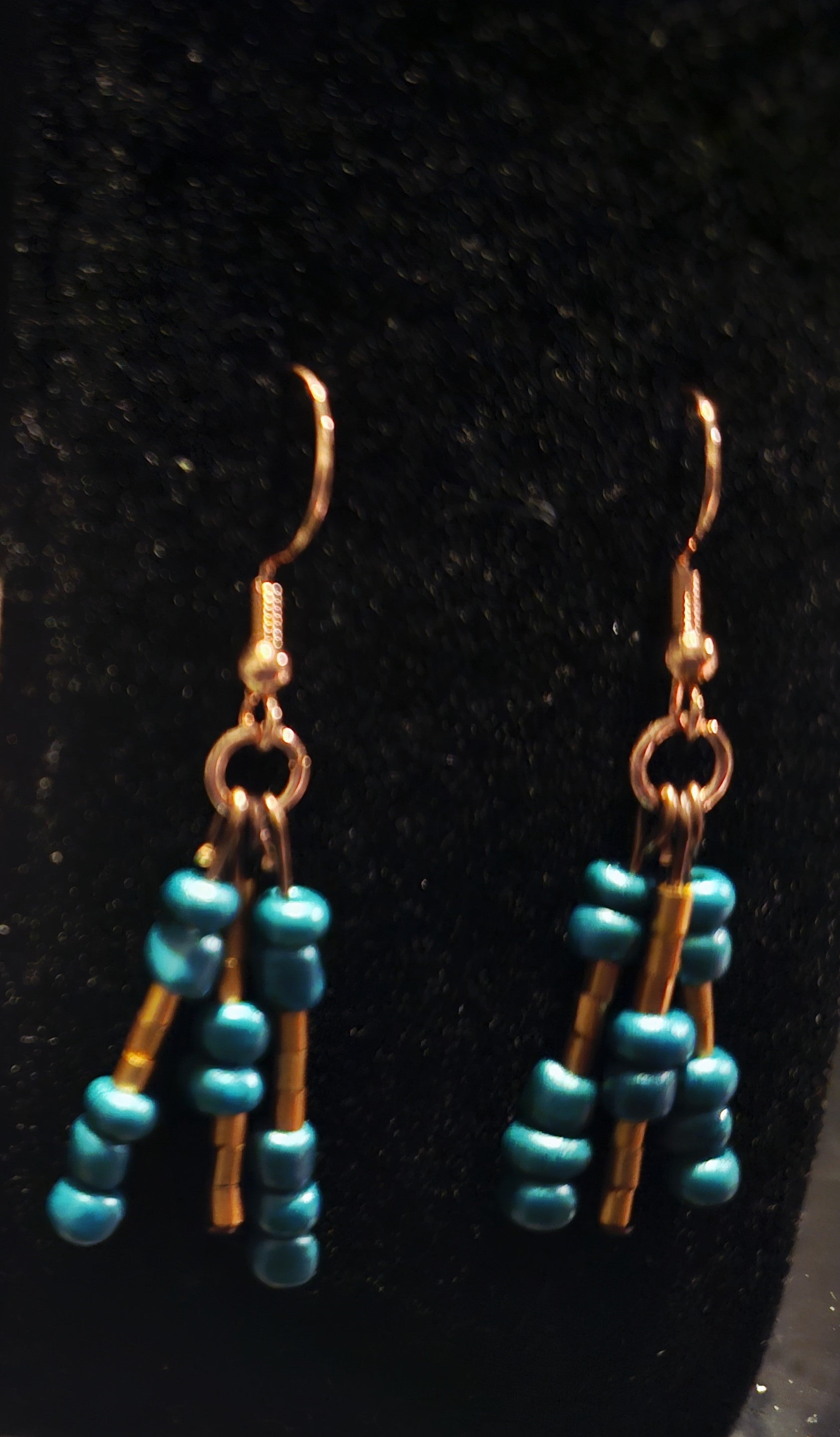 Vibrant Teal & Gold Beaded Wrap Bracelet + Earrings Set