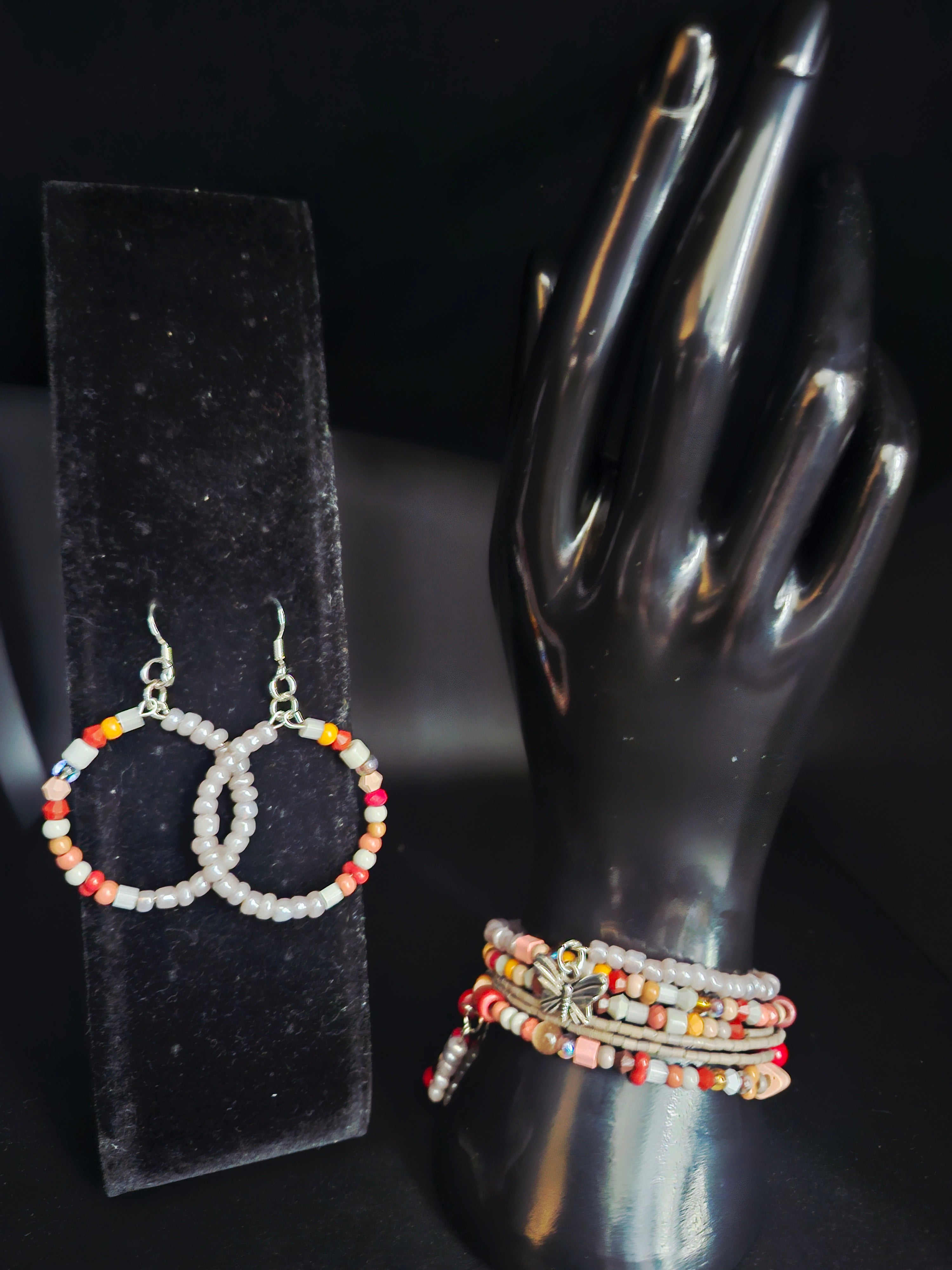 Radiance in Motion Beaded Wrap Bracelet & Hoop Earring Set