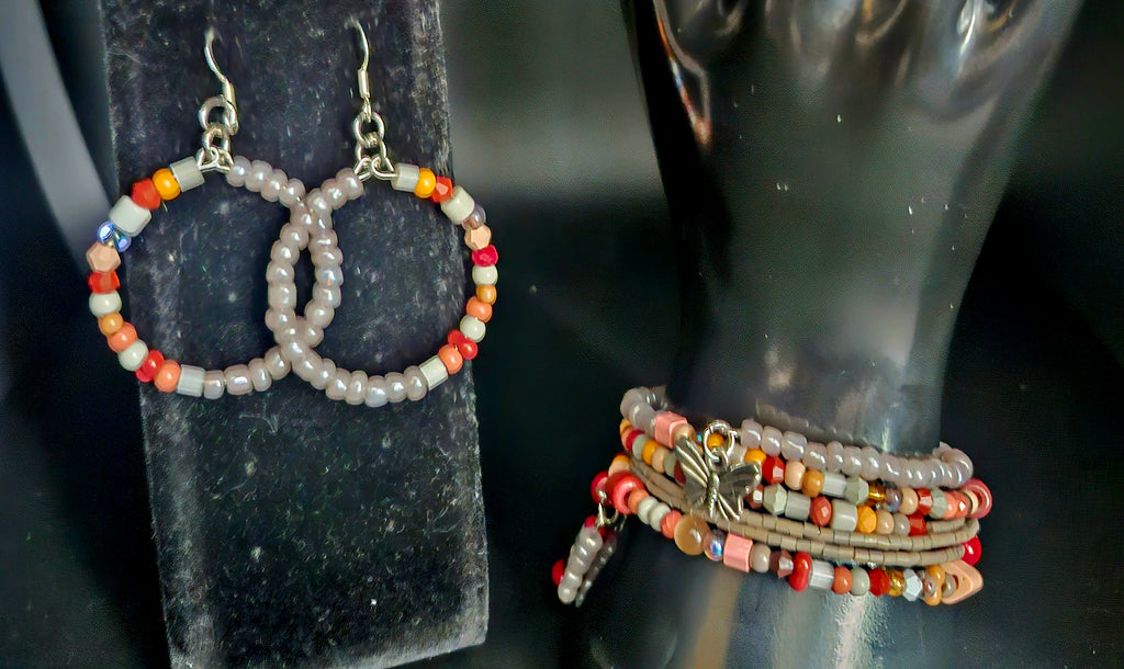 Radiance in Motion Beaded Wrap Bracelet & Hoop Earring Set
