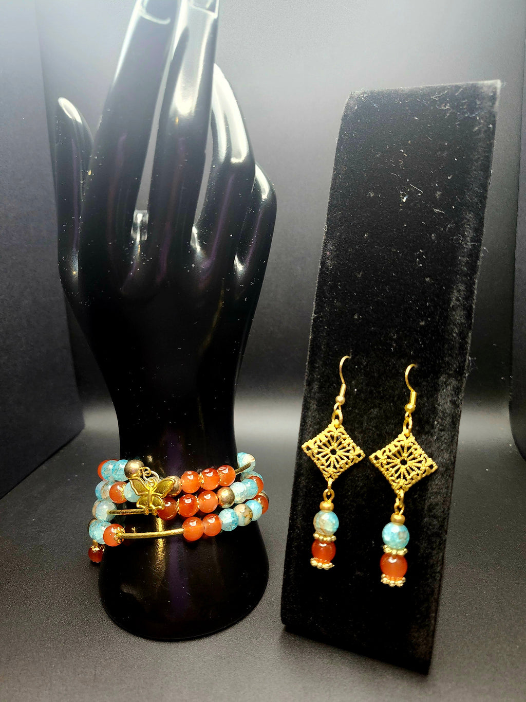 I Am Unfolding Beautifully Coral & Aqua Wrap Bracelet Set