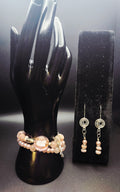 Soft Strength – Blush Pink Wrap Bracelet & Spiral Earring Set
