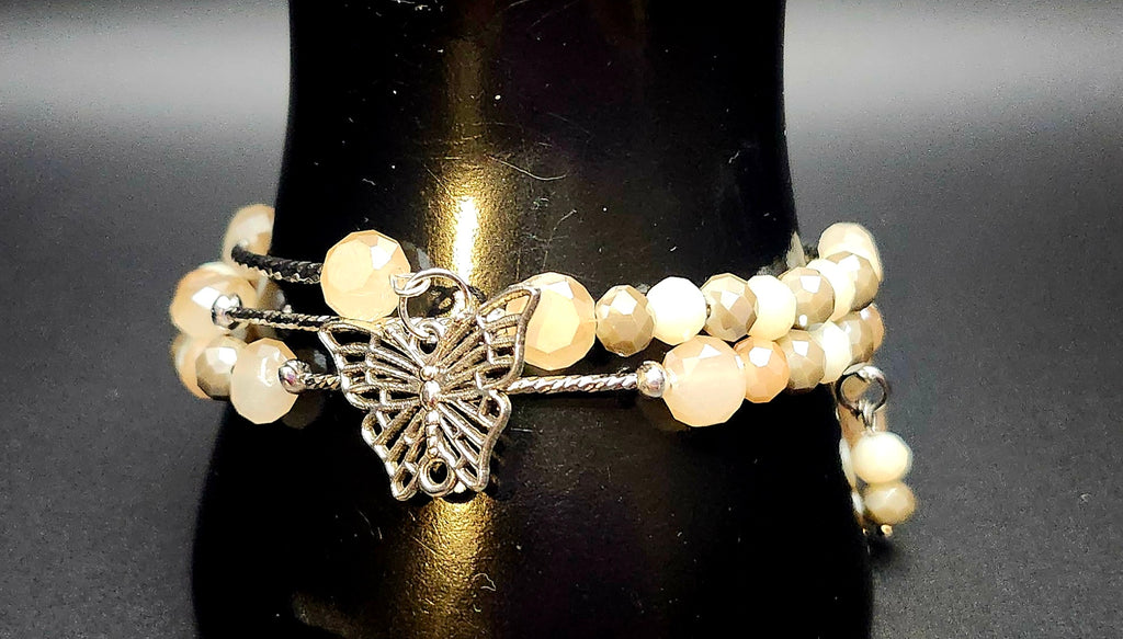 Radiance in Motion - Ivory & Gray Wrap Bracelet Set