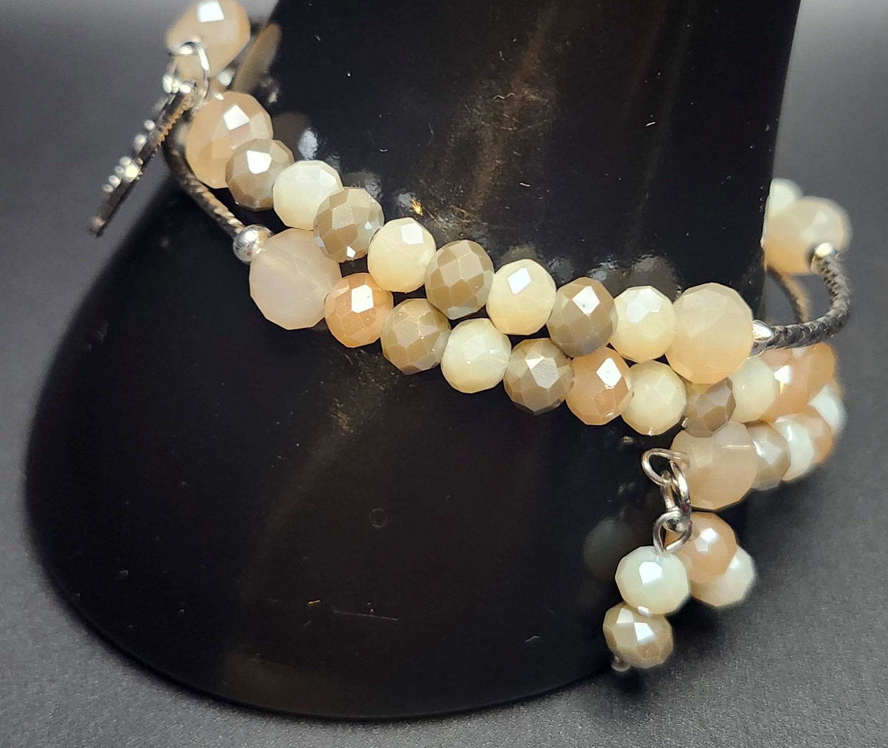 Radiance in Motion - Ivory & Gray Wrap Bracelet Set