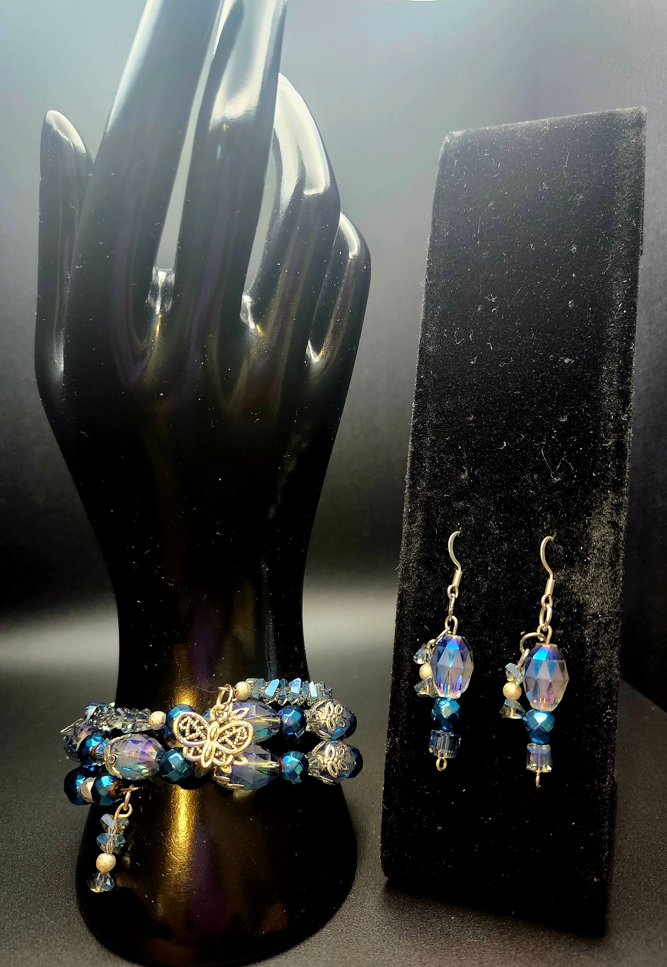 I Glow Through Every Season - Blue & Silver Wrap Bracelet Set