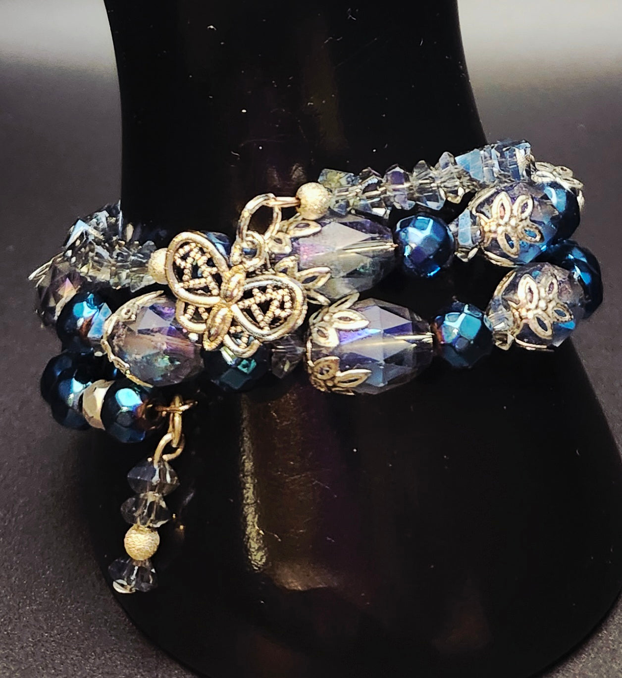 I Glow Through Every Season - Blue & Silver Wrap Bracelet Set