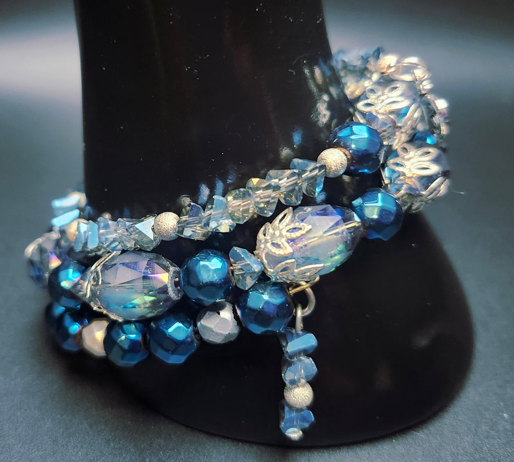 I Glow Through Every Season - Blue & Silver Wrap Bracelet Set