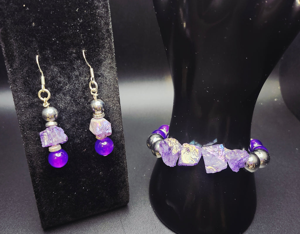 Stepping Into My Next - Purple Crystal & Silver Jewelry Set – – (Size 7-7.5) - $25