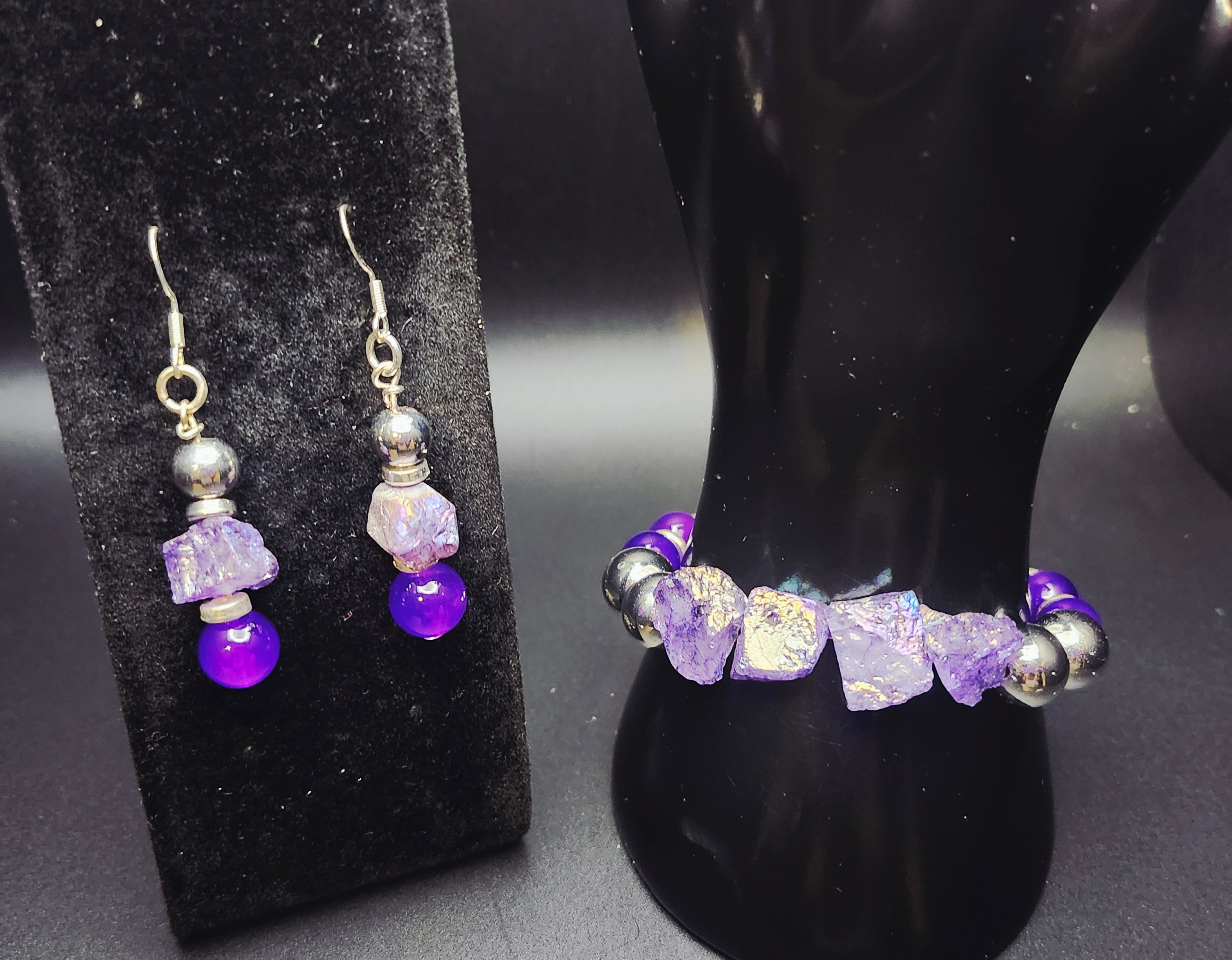 Stepping Into My Next - Purple Crystal & Silver Jewelry Set – – (Size 7-7.5) - $25