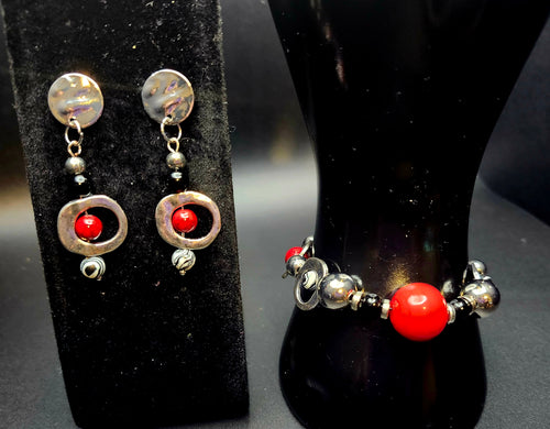 Centered & Fearless  - Red/Silver/Black Jewelry Set