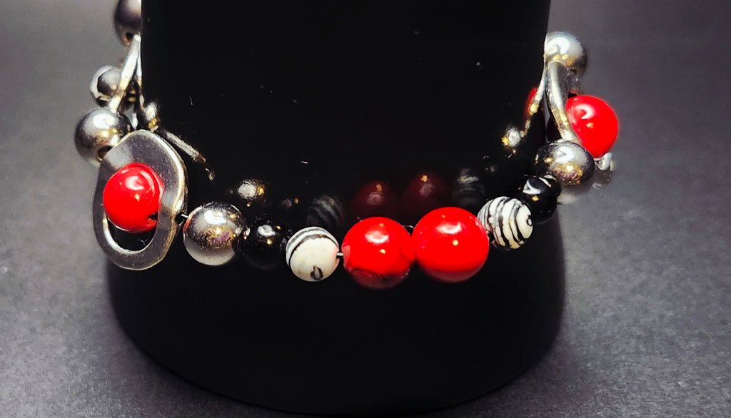Centered & Fearless  - Red/Silver/Black Jewelry Set