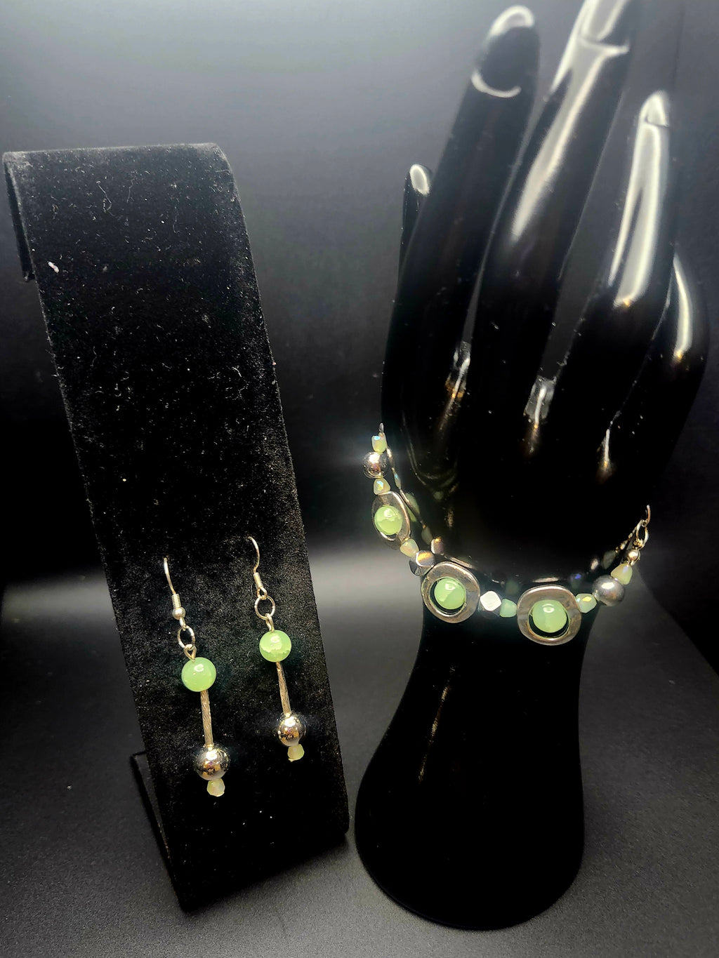 Calm, Confident & Becoming - Soft Green & Silver Jewelry Set