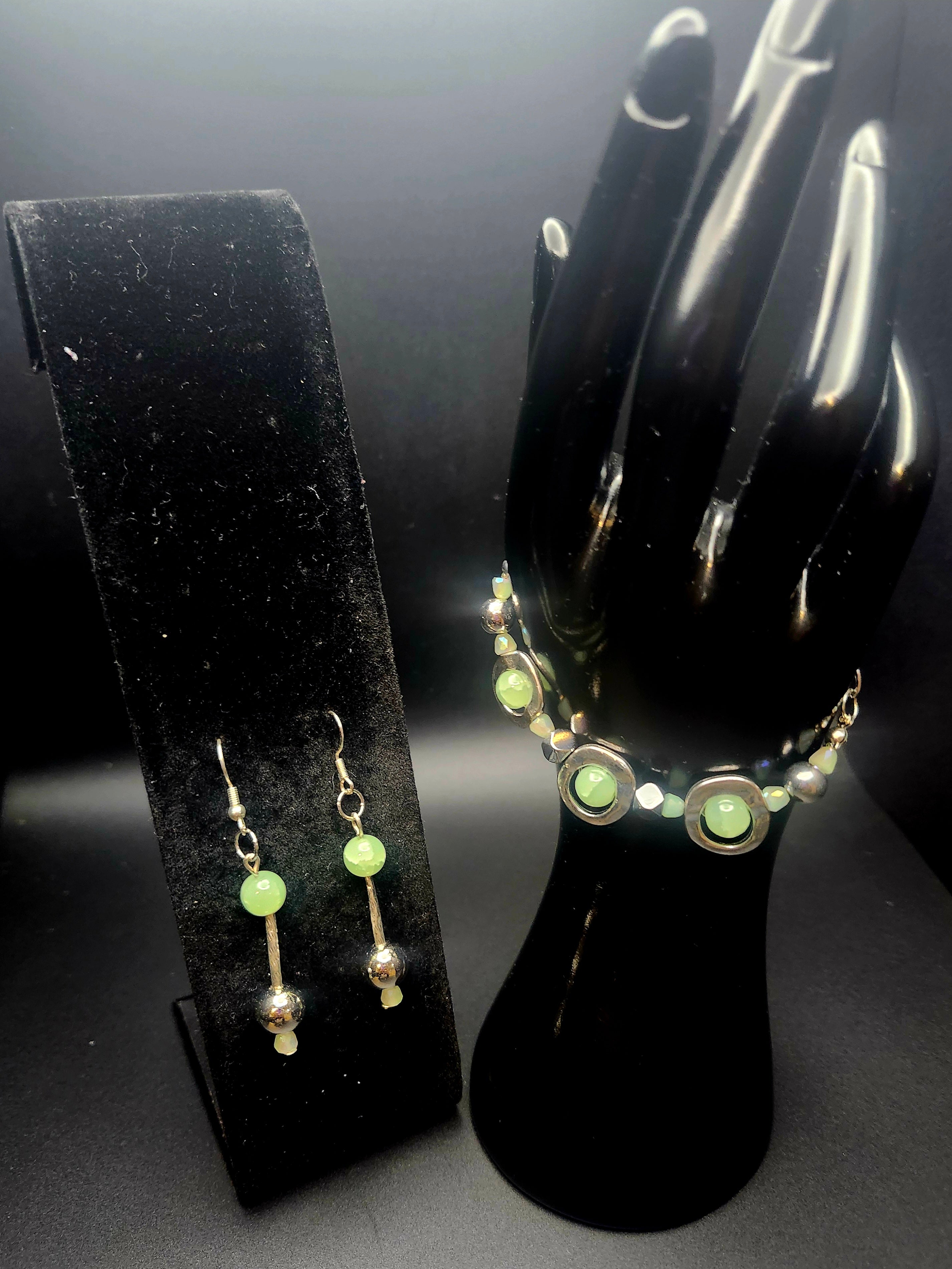 Calm, Confident & Becoming - Soft Green & Silver Jewelry Set
