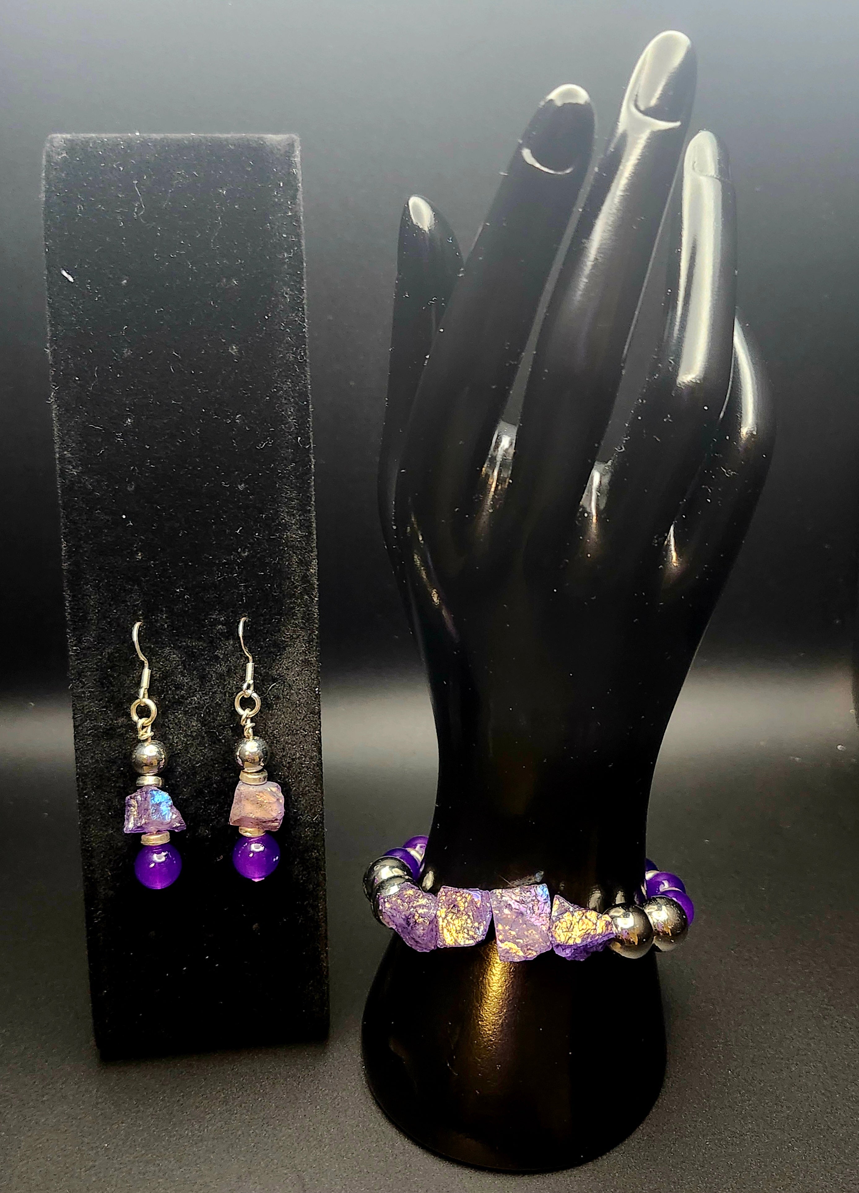 Stepping Into My Next - Purple Crystal & Silver Jewelry Set – – (Size 7-7.5) - $25