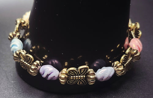 Bloom With Courage - Pastel & Gold Butterfly Bracelet