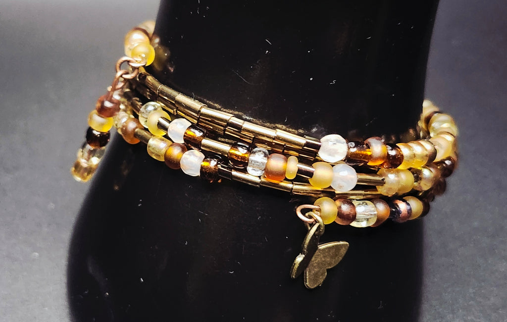 Steady Glow - Gold & Amber Wrap Bracelet
