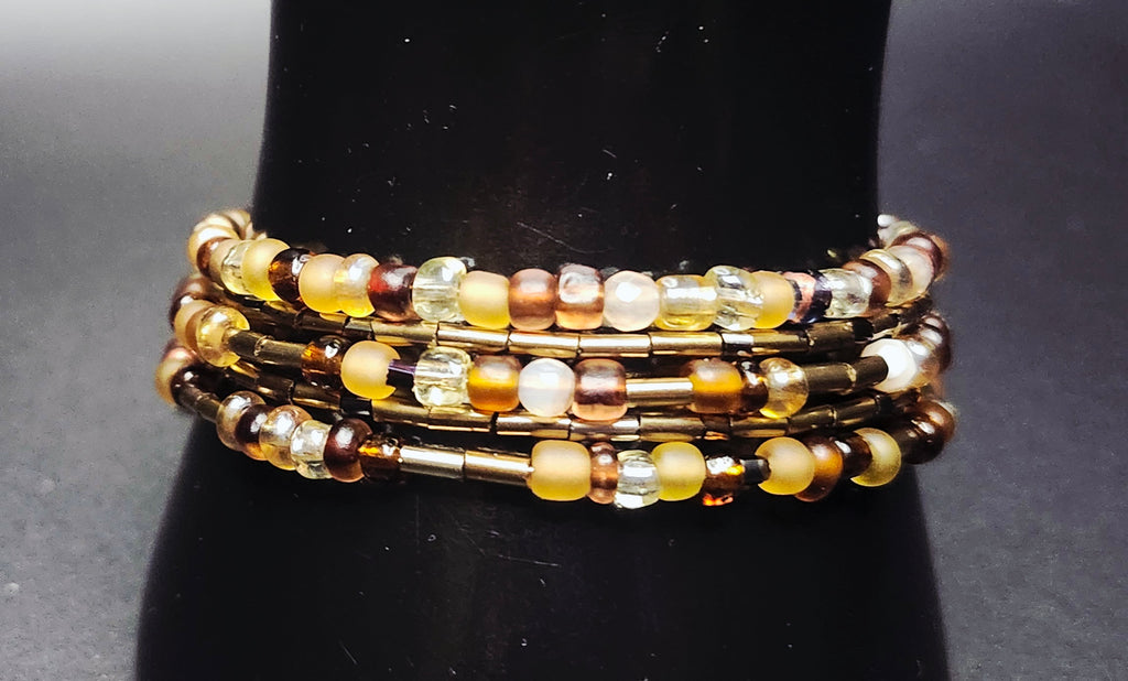 Steady Glow - Gold & Amber Wrap Bracelet