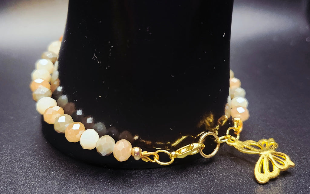 Quietly Becoming - Champagne & Gold Butterfly Bracelet